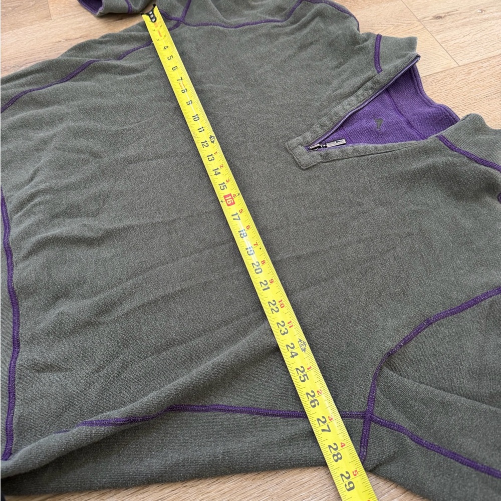 Tommy Bahama Reversible Purple and Gray 1/4 Zip Pullover - Picture 9 of 9